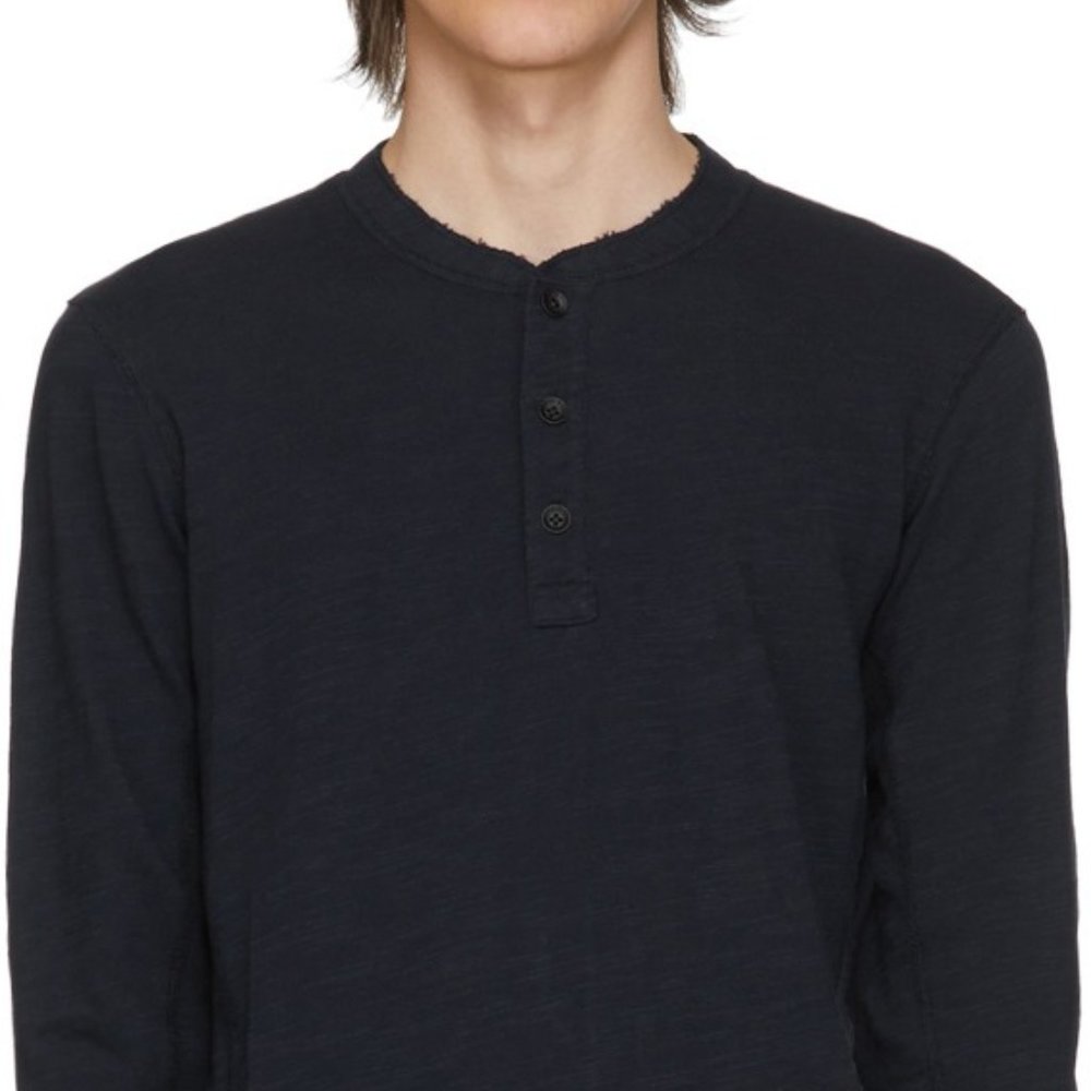 Classic Cotton Henley - Navy Blue